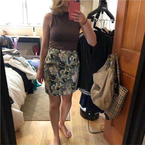 Roberto Cavalli Green Patterned Pencil Mini Skirt - Picture 2 of 10